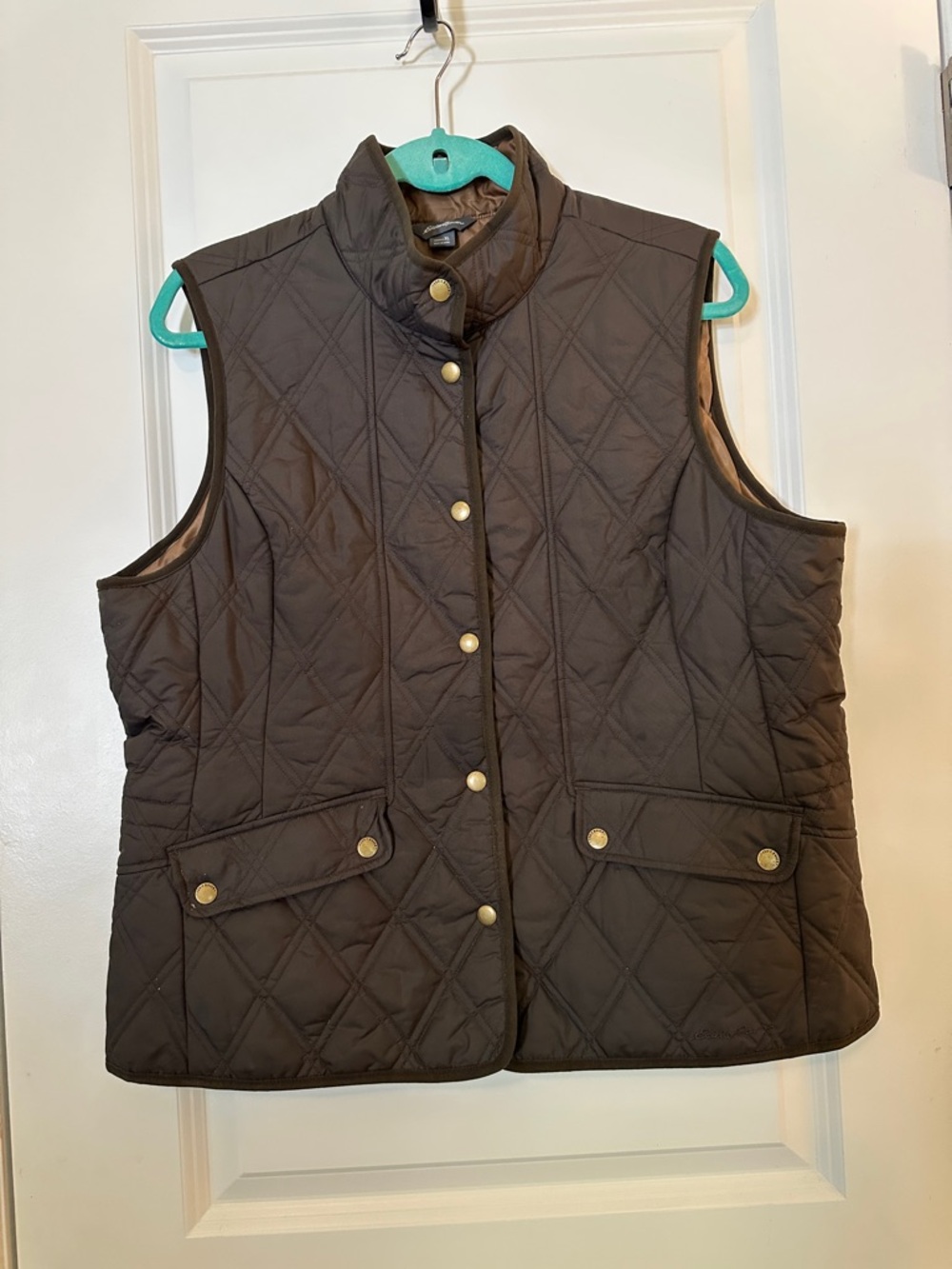 Eddie Bauer Quilted Brown Snap-Front Vest